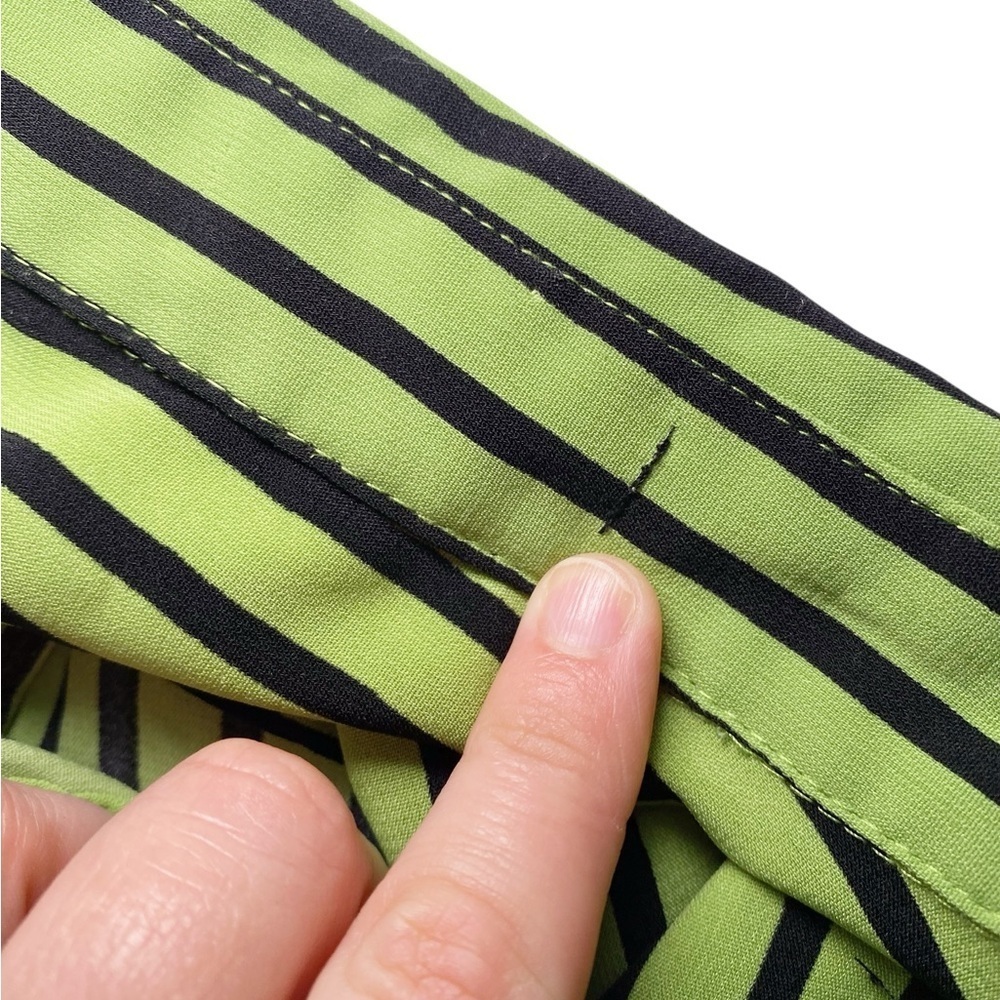 Unbranded Green & Black Striped Short Sleeve Button Down Shirt - Picture 6 of 11